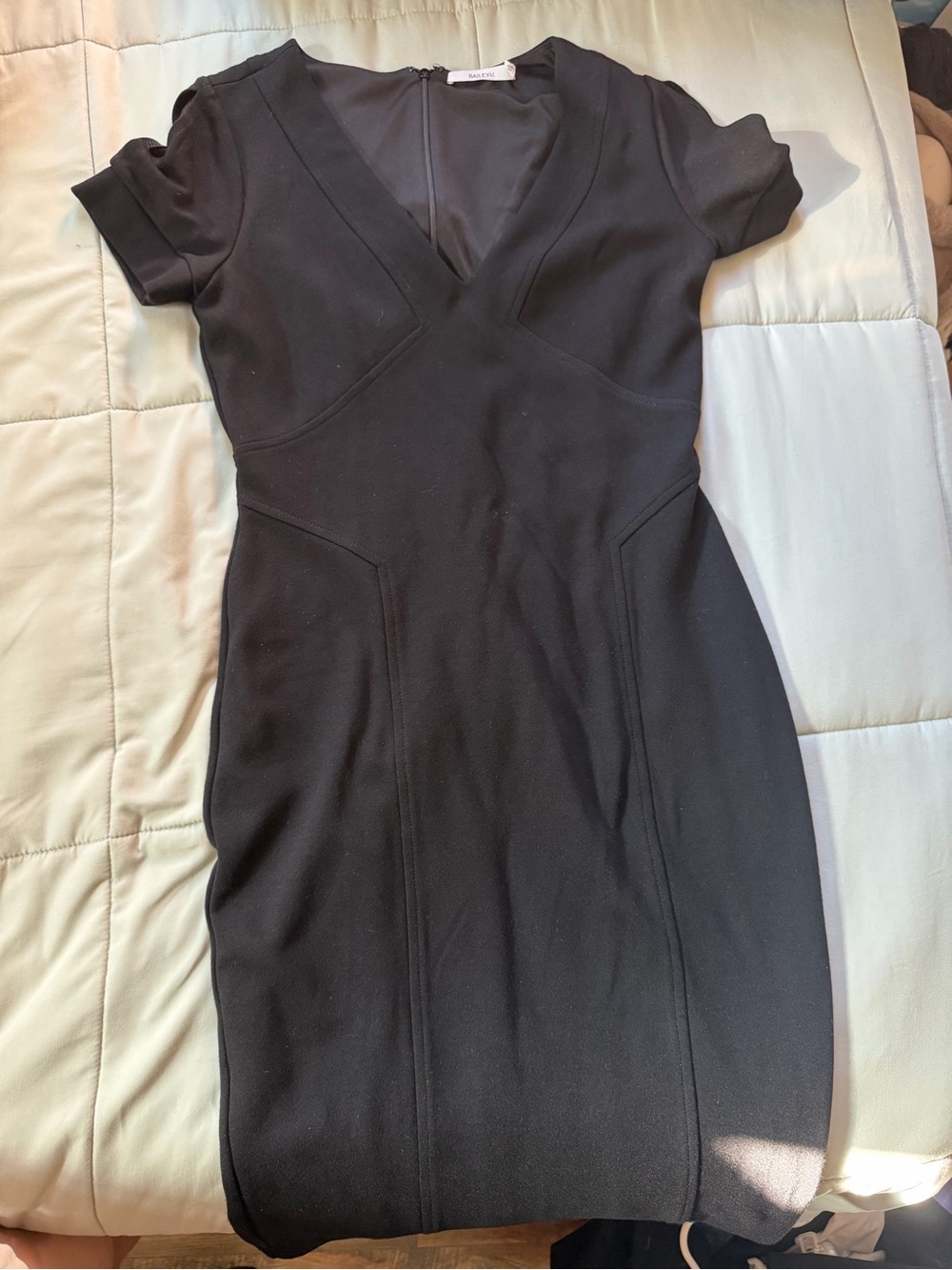 Bailey 44 Black V-Neck Midi Sheath Dress